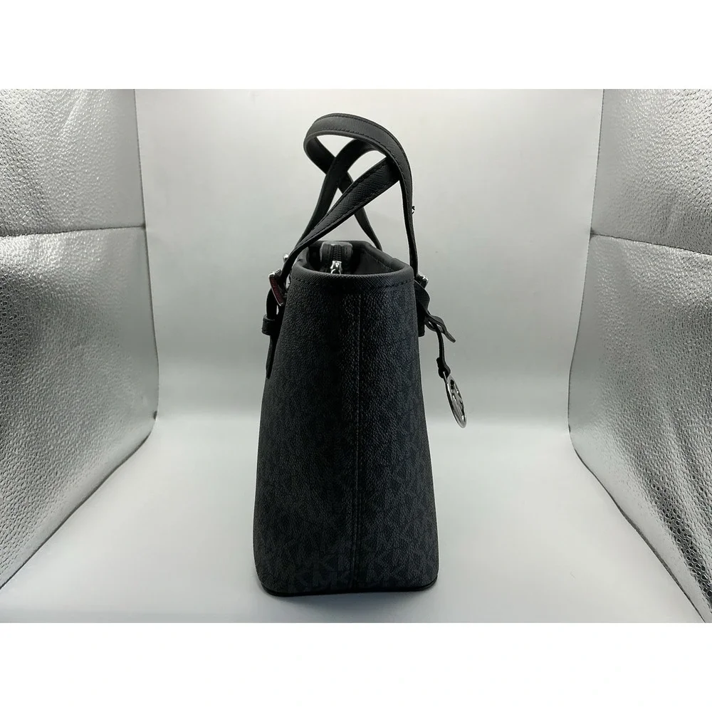 Michael Kors Jet Set Travel XS Tote Black MK Signature Coated Canvas NWT $328